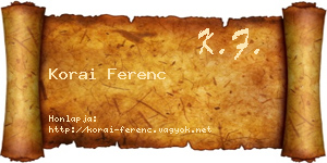 Korai Ferenc névjegykártya